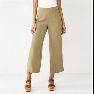 Nine West Tan high rise pin tuck wide leg